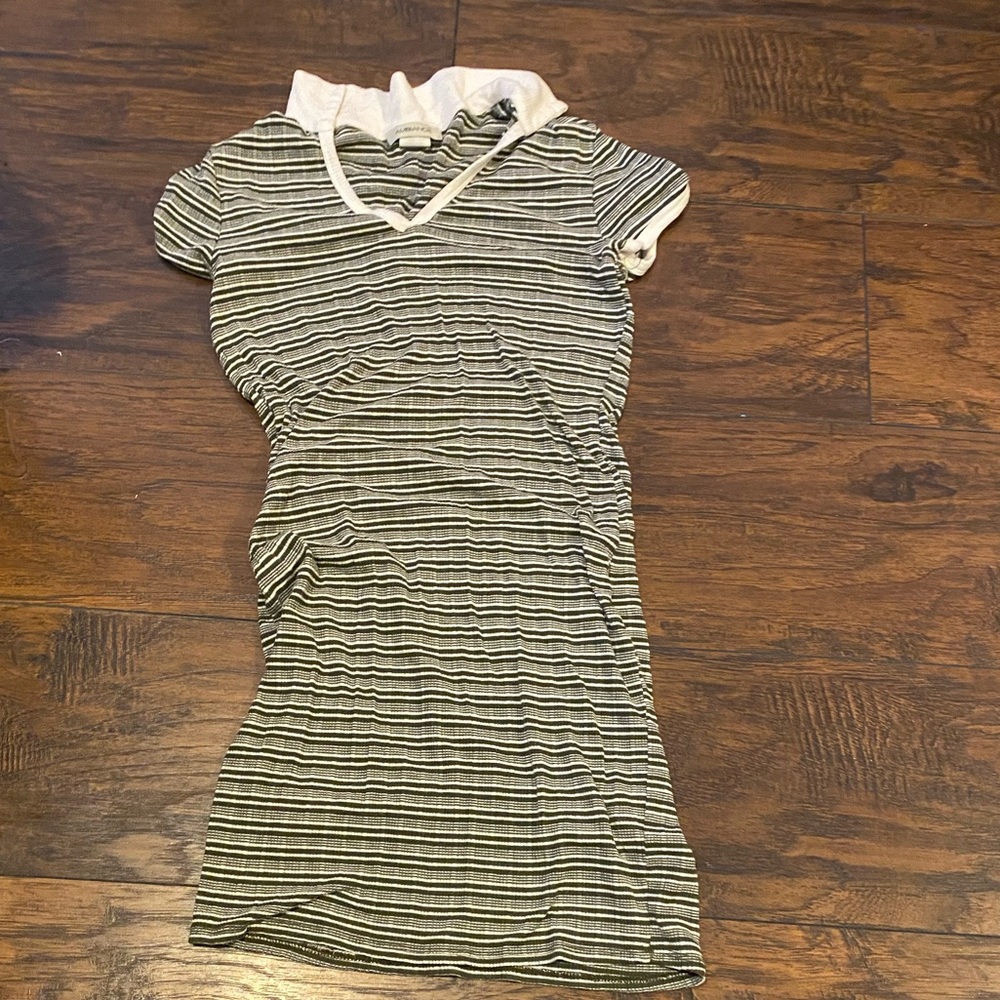 Olive green striped tennis dress